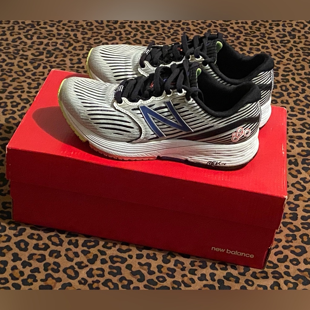 New Balance Black and White Sneakers with Blue Accent